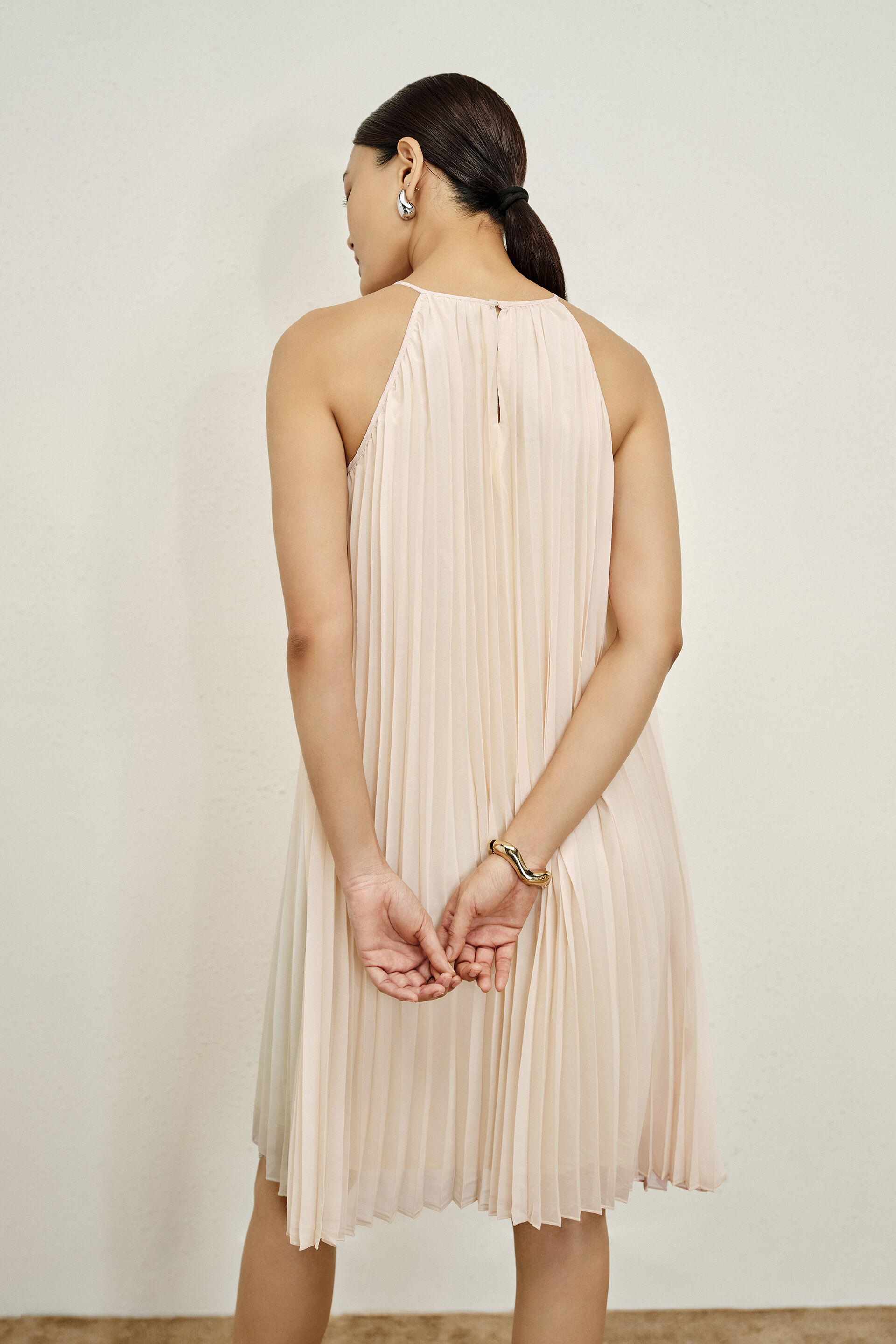 Ciara Pleated Halter Dress, Pink, image 6